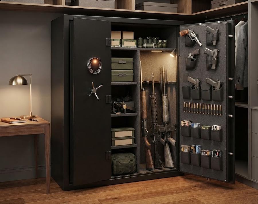 Luzfuego 20-25 Gun Cabinet, 52-inch, in a narrow closet